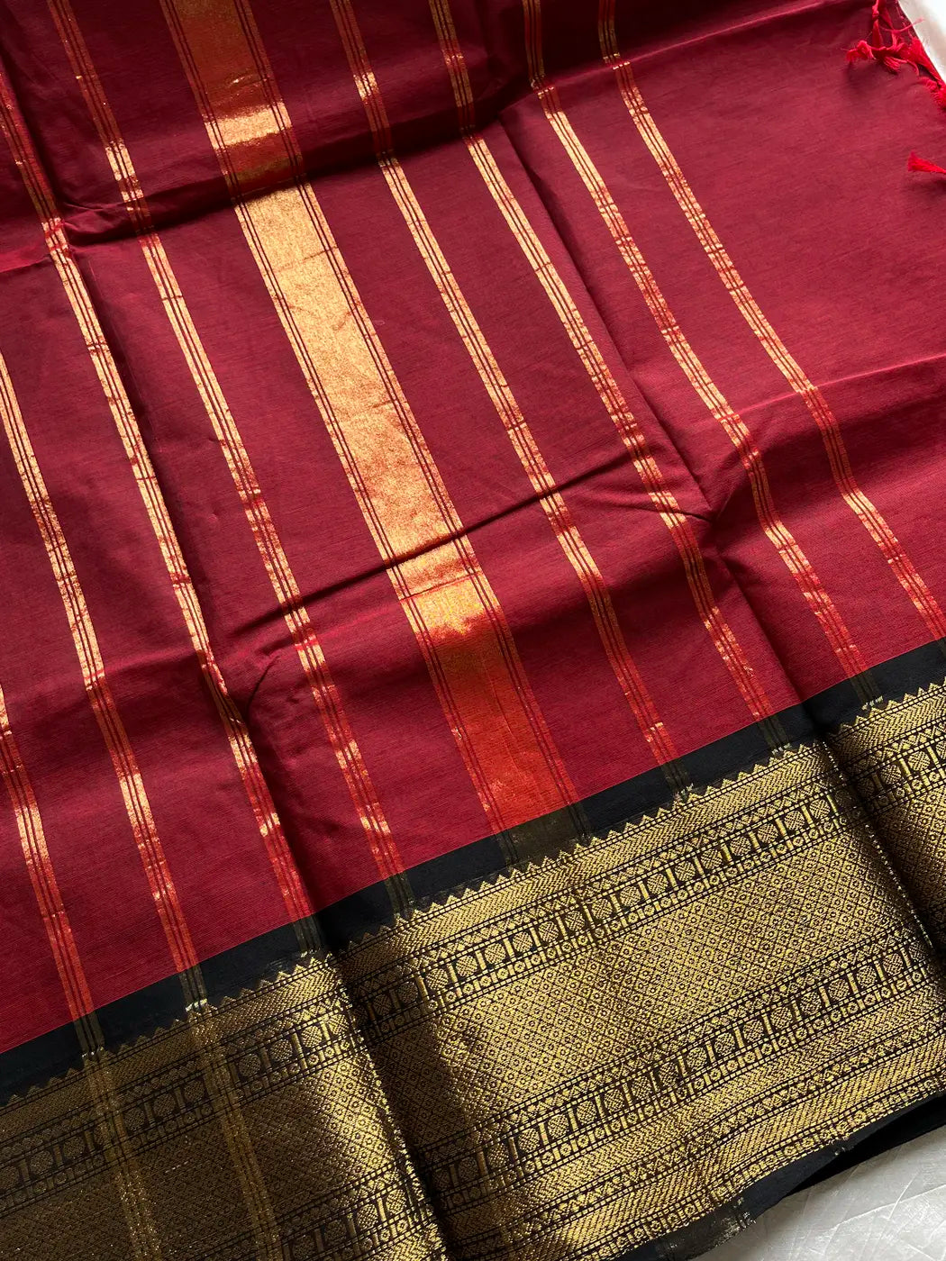 Subtle Weaves | Maroon Kanchi Cotton Saree