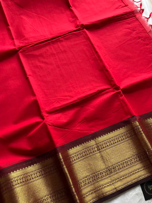 Subtle Weaves | Red Kanchi Cotton Saree