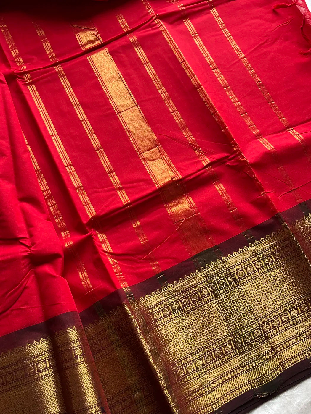 Subtle Weaves | Red Kanchi Cotton Saree