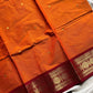 Mango Yellow X Orange Kanchi Cotton Saree with maroon - house of thansha