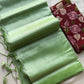 Plain Mangalagiri Silkcotton Saree - Pastel Green (Contrast Blouse)