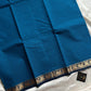 Blue Chettinadu cotton saree with dark blue border – Mini Kattam series