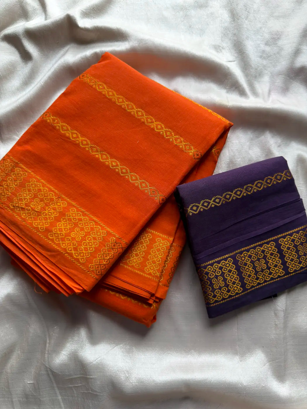 Madurai Sungudi Cotton - Orange