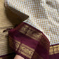 Korvai Kattam 120 count's mercerised Chettinadu Cotton Saree - White with Maroon