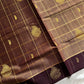 Vegan Weaves –  Pastel brown Checked Handloom Art Silk Saree