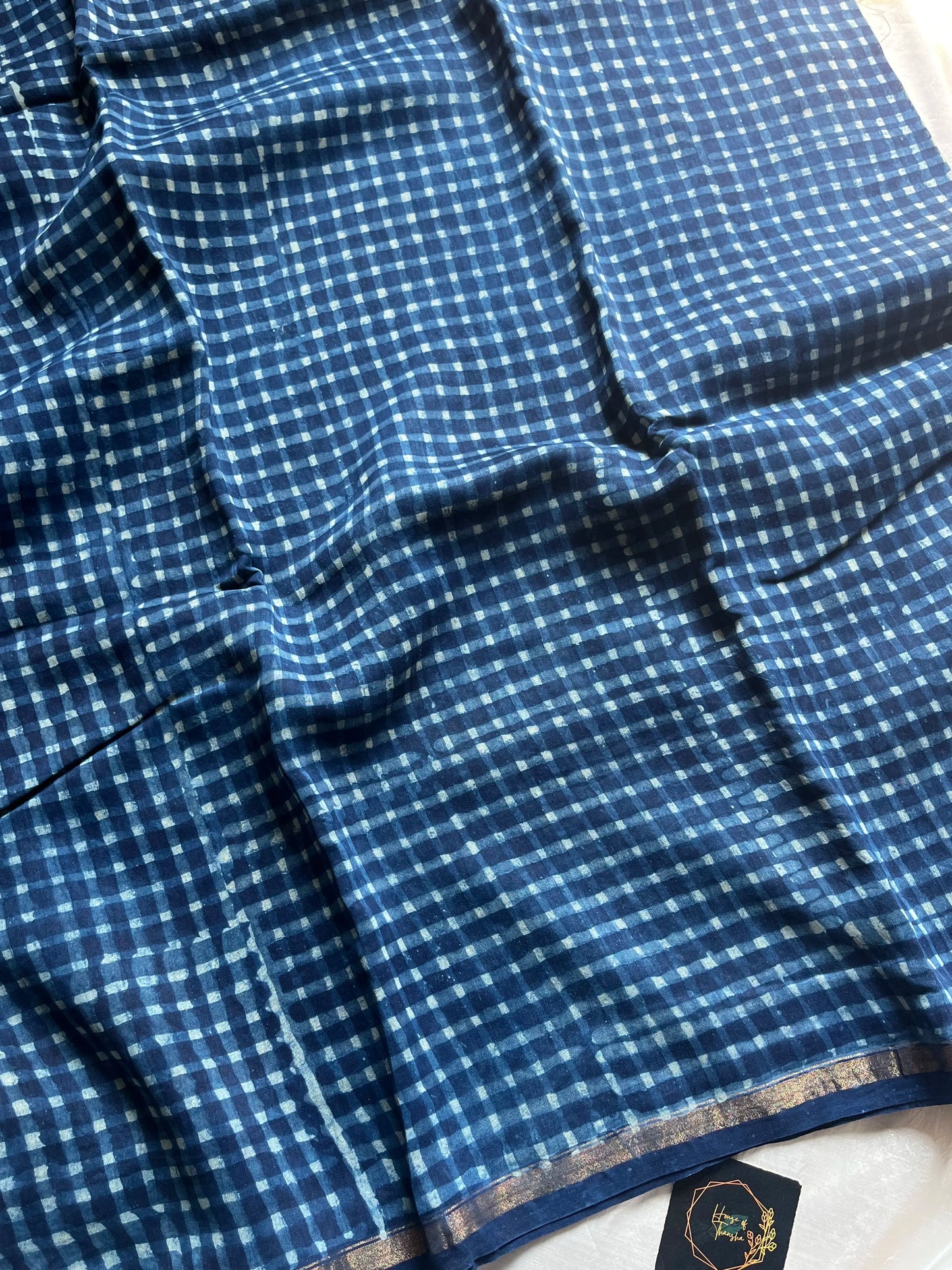 Chanderi Silk Cotton Saree - Indigo Blue