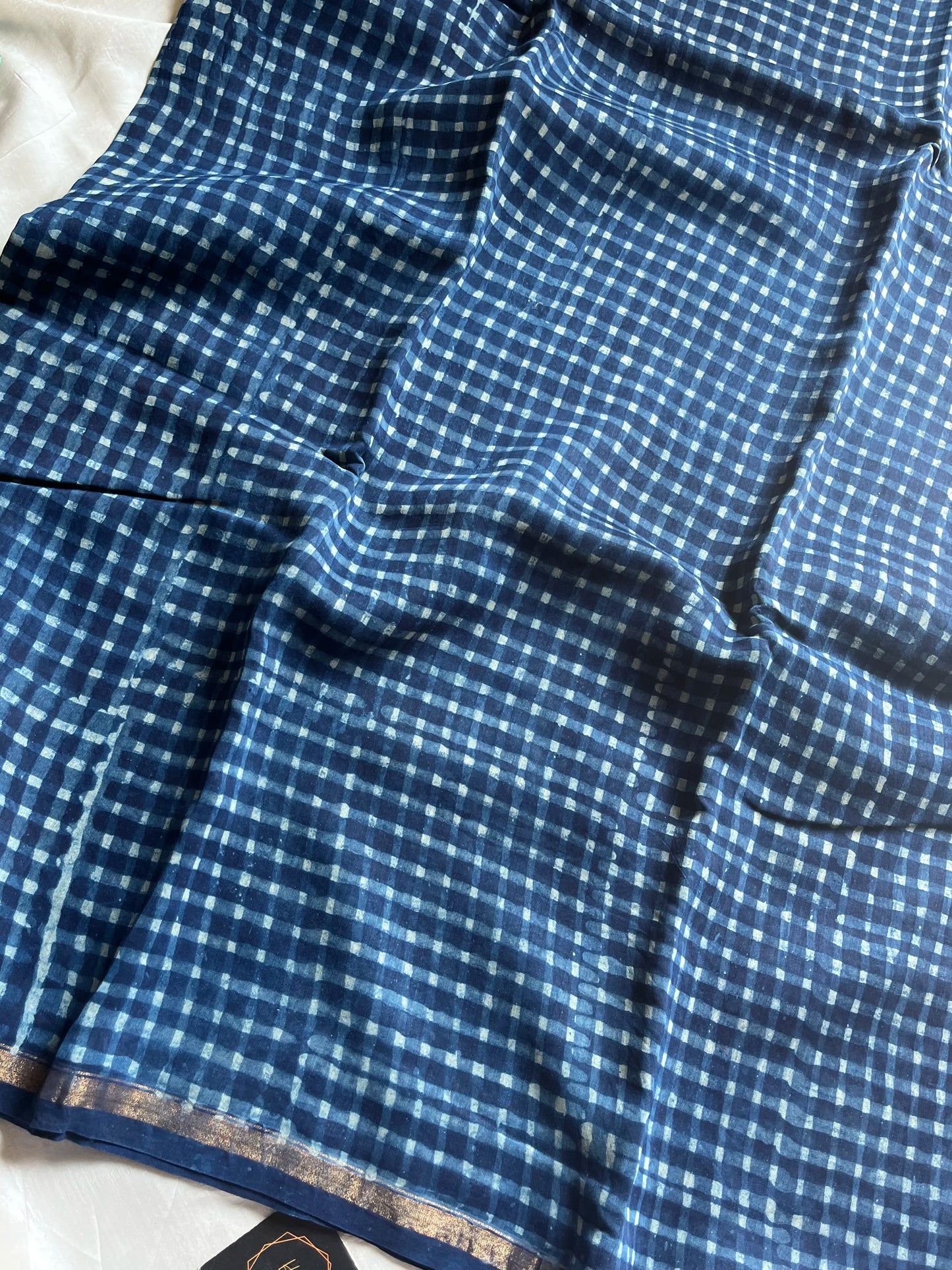 Chanderi Silk Cotton Saree - Indigo Blue