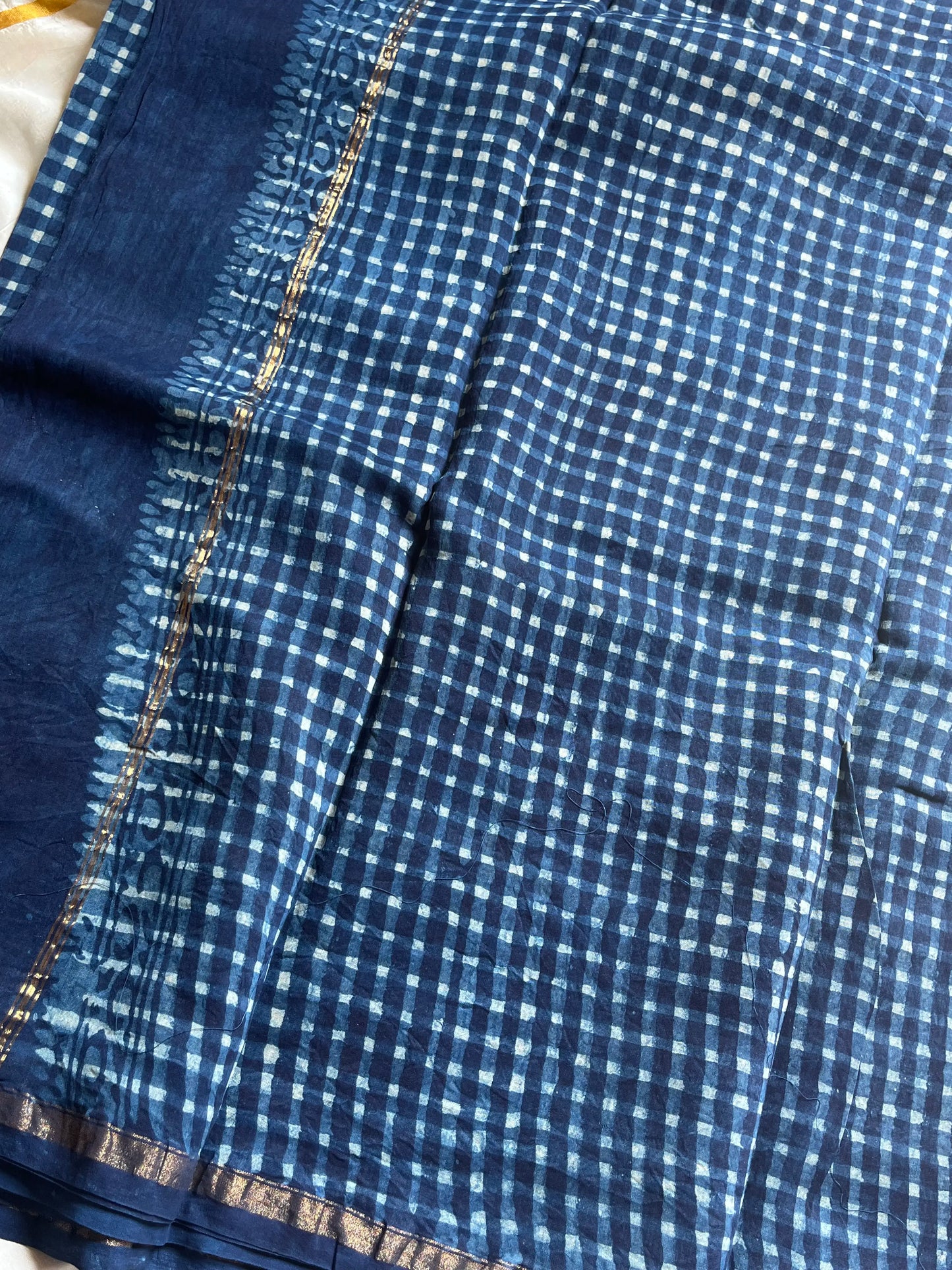 Chanderi Silk Cotton Saree - Indigo Blue