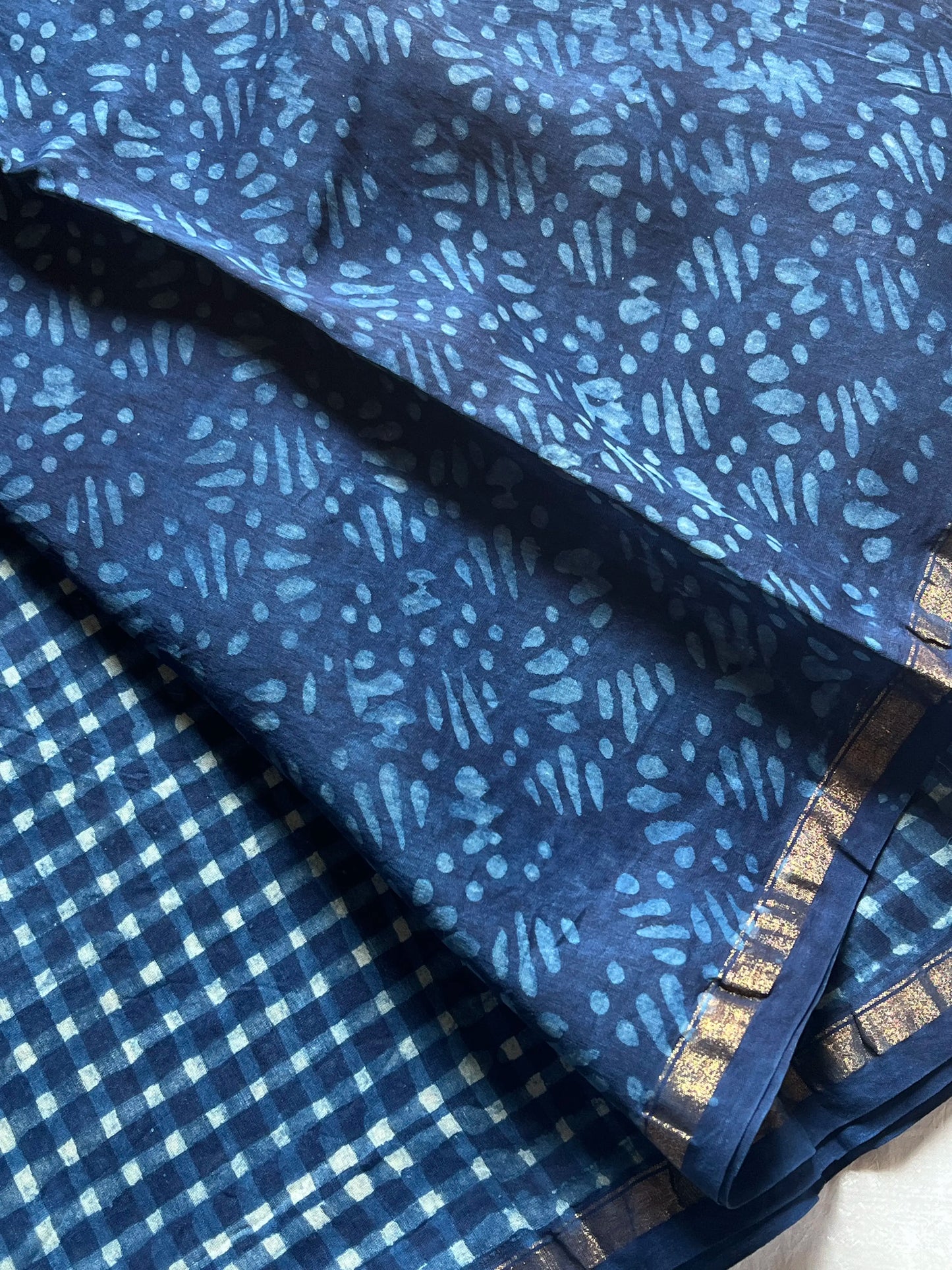 Chanderi Silk Cotton Saree - Indigo Blue
