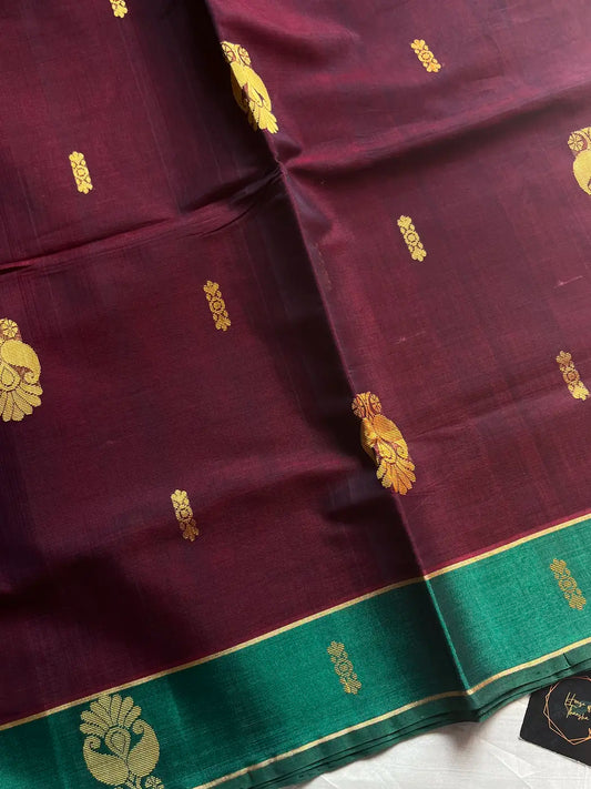 Vegan Silk Saree – Maroon Handloom Art Silk