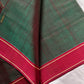 Forest green handloom art silk saree with maroon border – House of Thansha