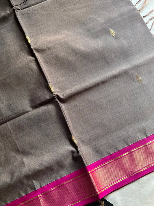 Throne Edit – Grey 120 Counts Mercerised Chettinadu Cotton Saree