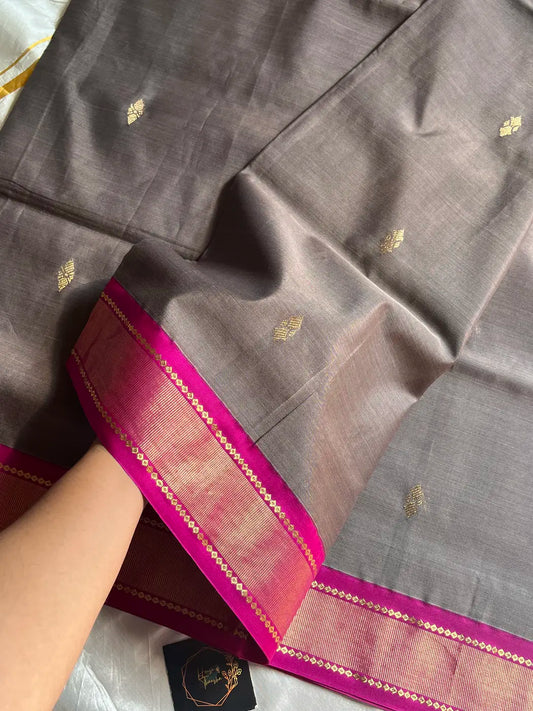 Throne Edit – Grey 120 Counts Mercerised Chettinadu Cotton Saree