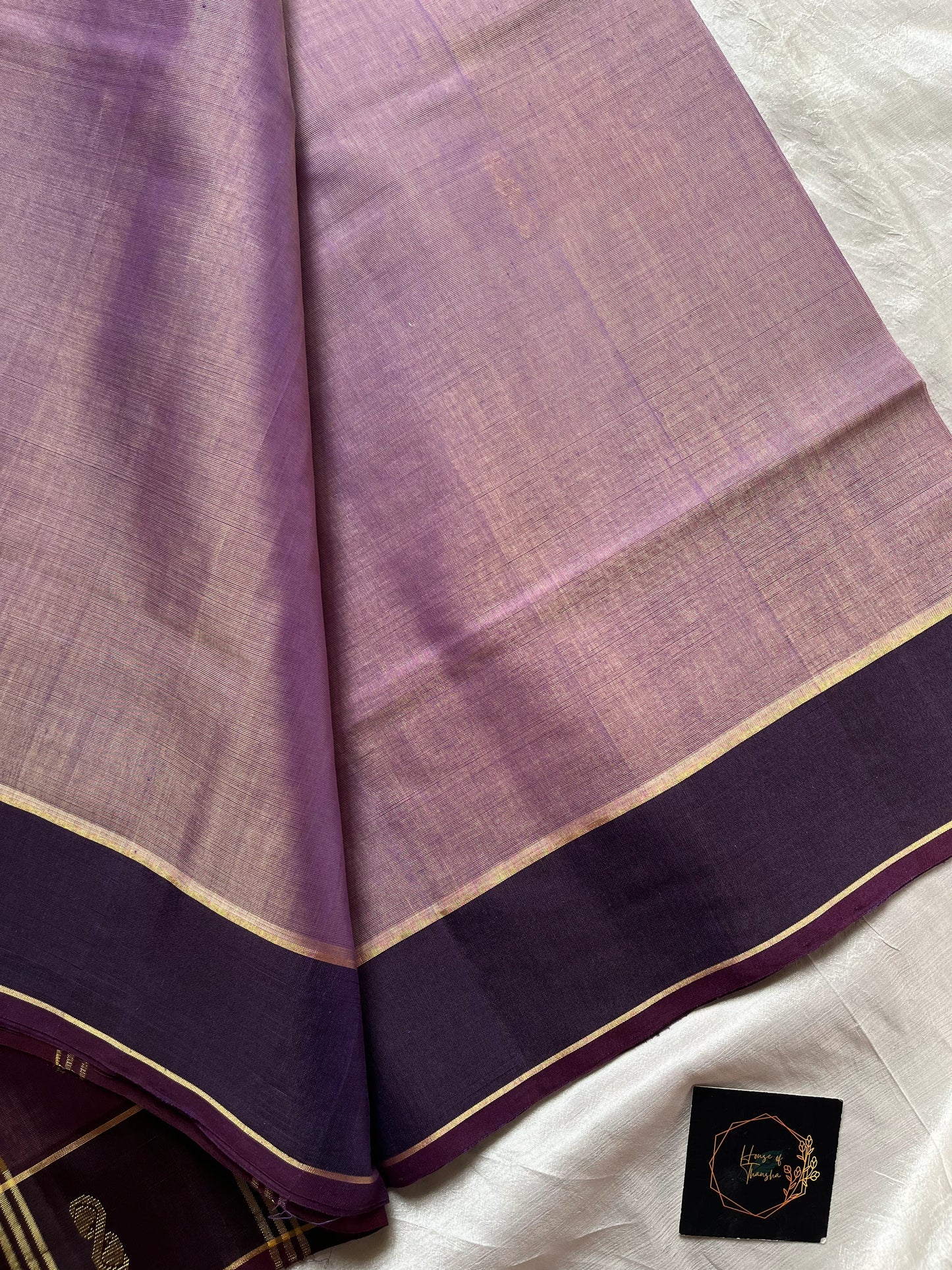 Lavender handloom art silk cotton saree with running blouse – House of Thansha