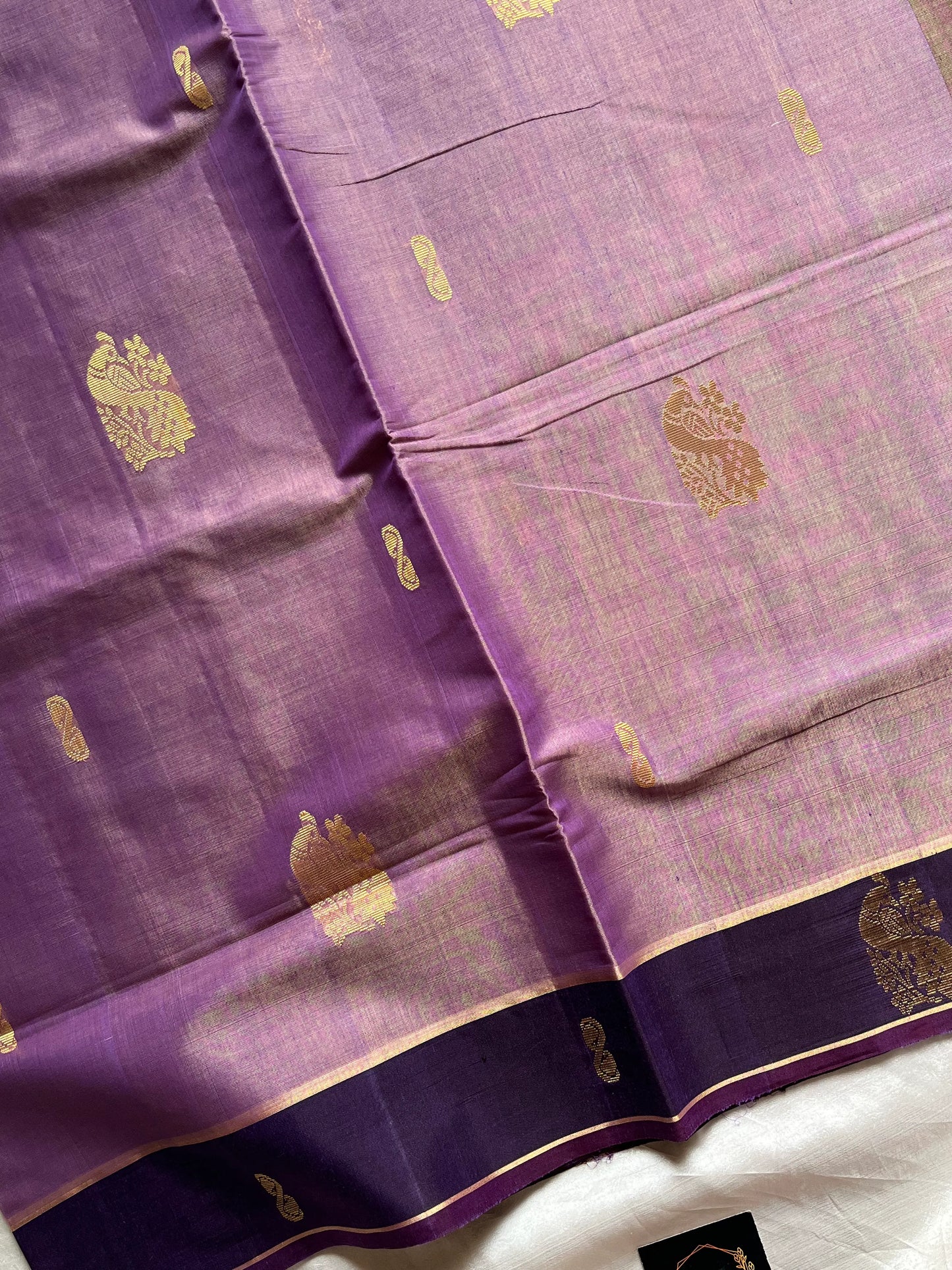 Lavender handloom art silk cotton saree with running blouse – House of Thansha
