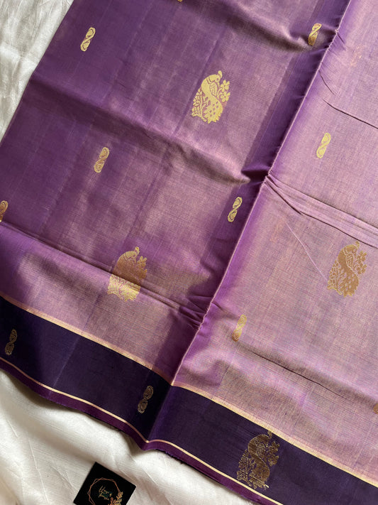 Lavender handloom art silk cotton saree with running blouse – House of Thansha
