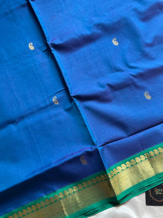 Throne Edit – Blue 120 Counts Mercerised Chettinadu Cotton Saree