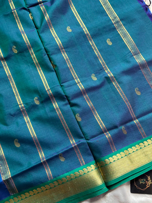 Throne Edit – Blue 120 Counts Mercerised Chettinadu Cotton Saree
