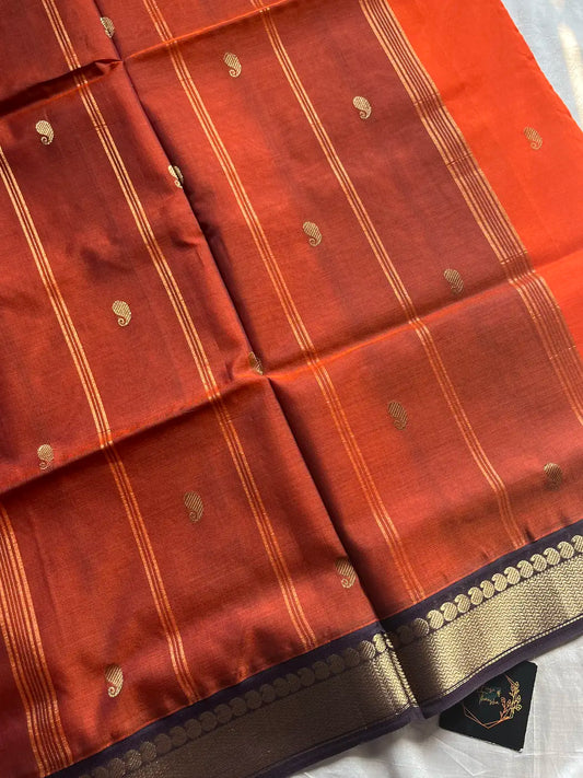 Throne Edit – Orange 120 Counts Mercerised Chettinadu Cotton Saree