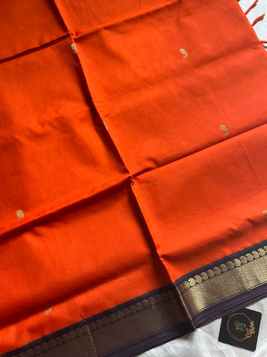 Throne Edit – Orange 120 Counts Mercerised Chettinadu Cotton Saree