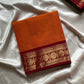 Mango Yellow X Orange Kanchi Cotton Saree with maroon - house of thansha