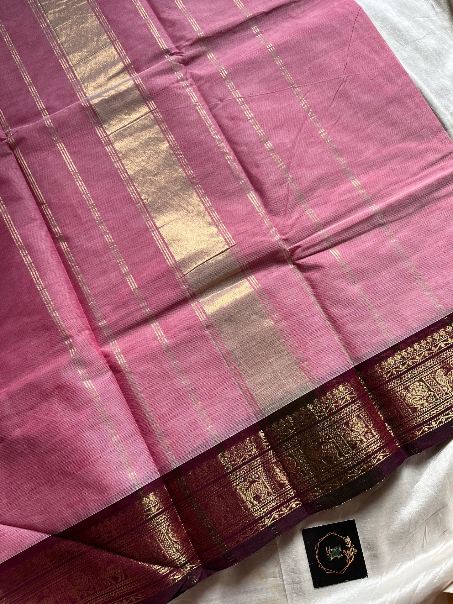 Subtle Weaves | Pastel Rose Pink Chettinadu Cotton Saree