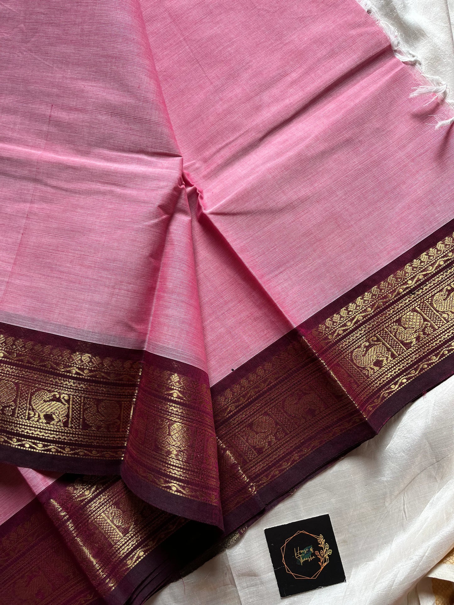 Subtle Weaves | Pastel Rose Pink Chettinadu Cotton Saree