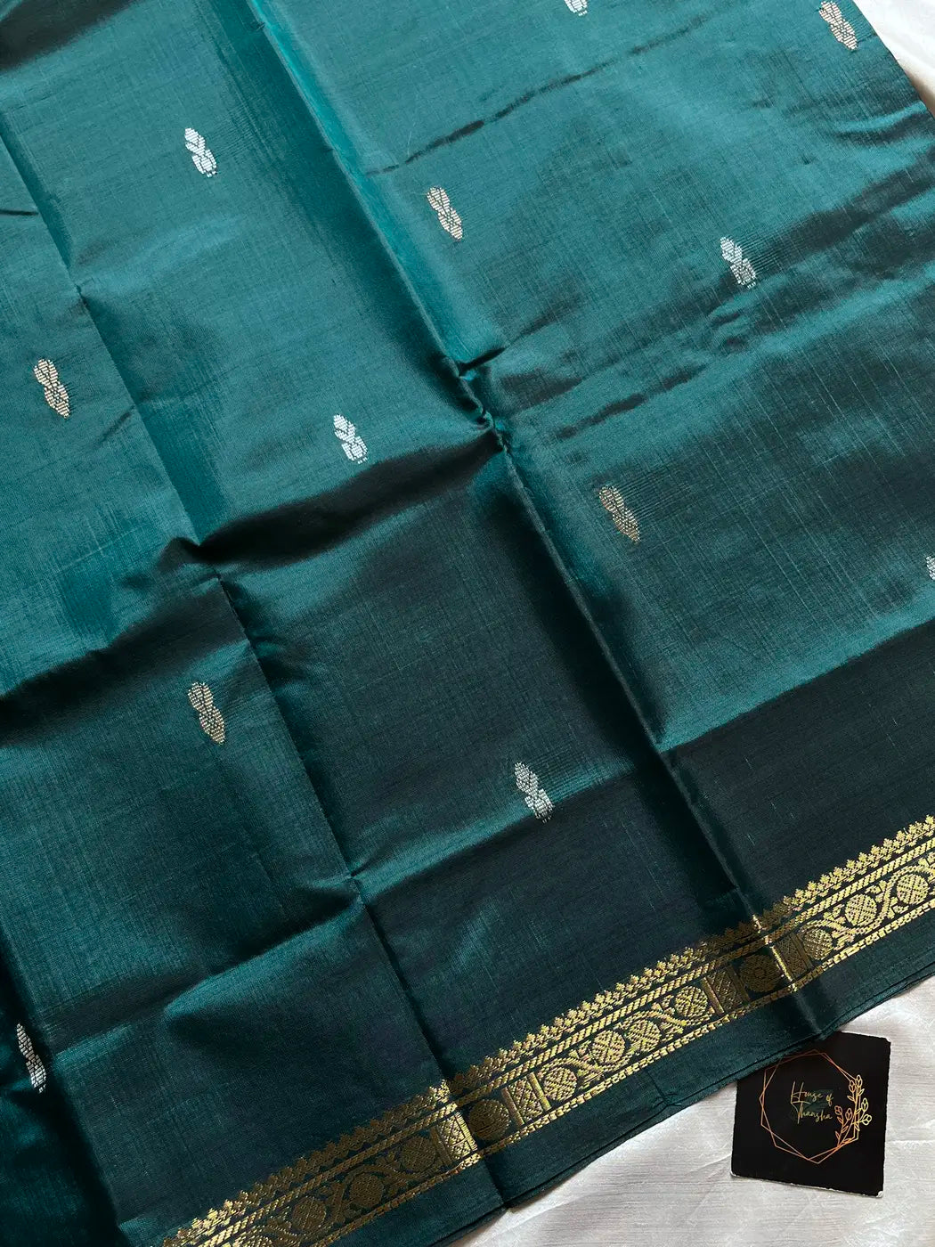 Vegan Silks | Chinnalampattu Saree – Dark Green & Peach