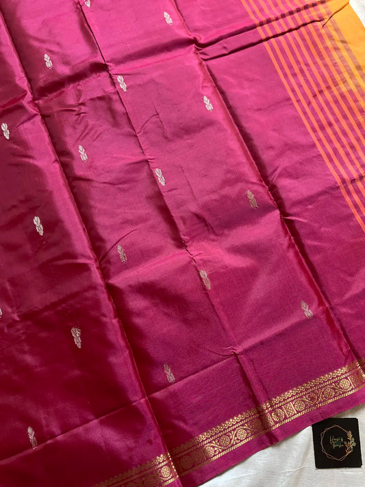 Vegan Silks | Chinnalampattu Saree – Yellow & Pink