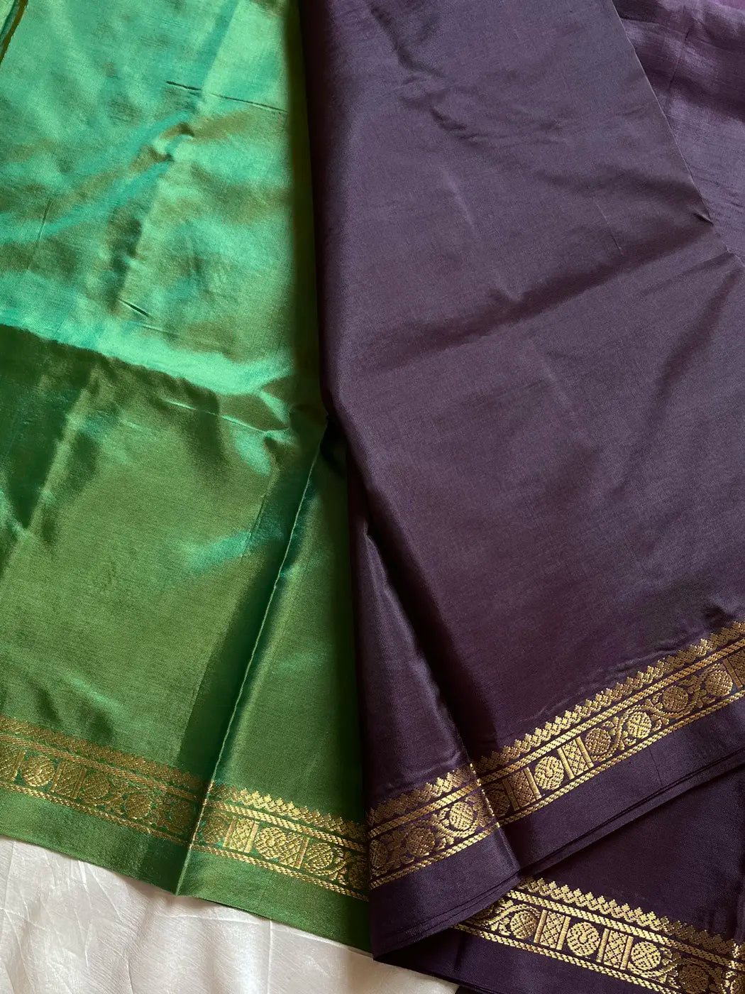 Vegan Silks | Chinnalampattu Saree – Vintage Berry & Green