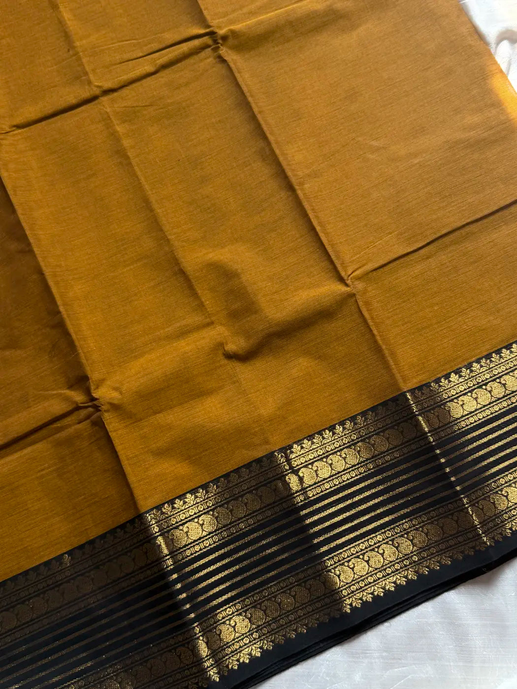 Subtle Weaves | Mustard Kanchi Cotton Saree
