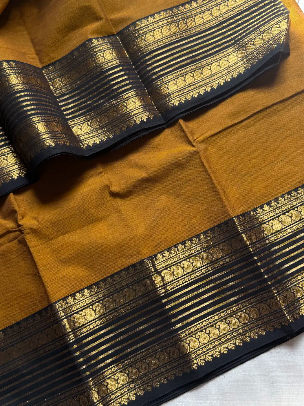 Subtle Weaves | Mustard Kanchi Cotton Saree