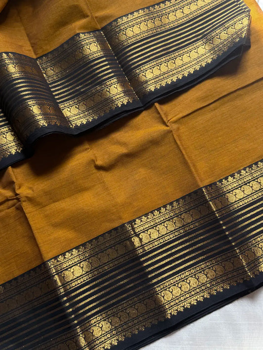 Subtle Weaves | Mustard Kanchi Cotton Saree
