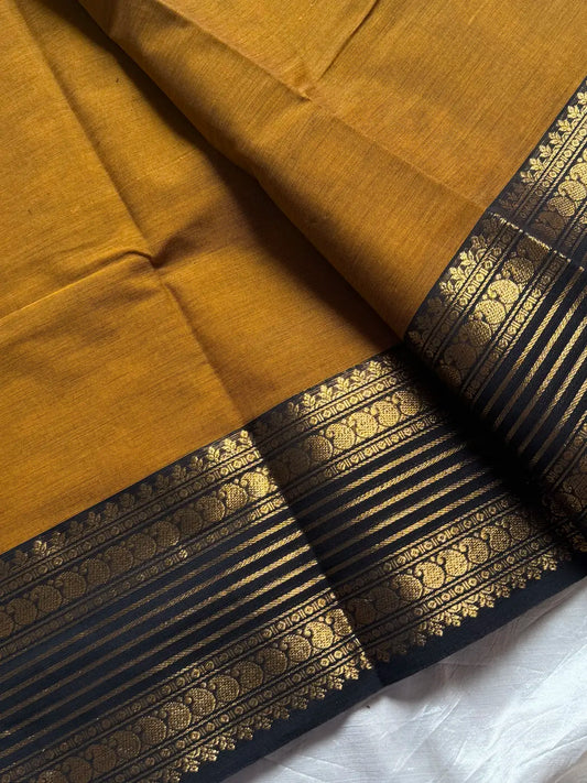 Subtle Weaves | Mustard Kanchi Cotton Saree