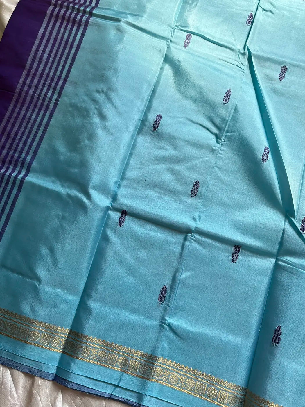 Vegan Silks | Chinnalampattu Saree – Violet & Blue