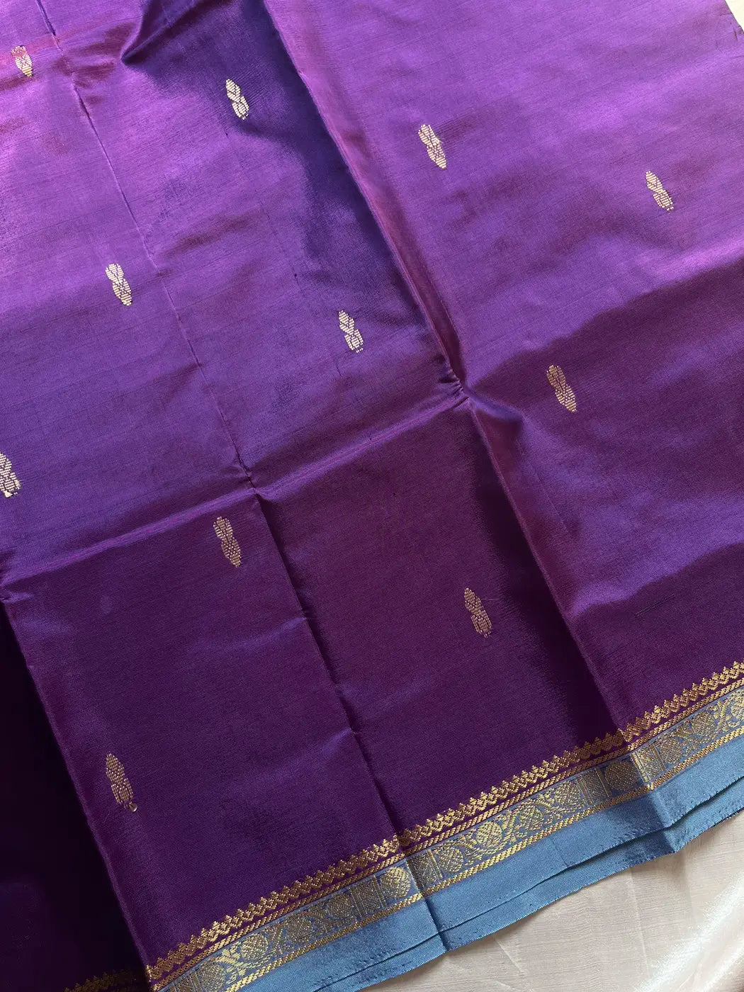 Vegan Silks | Chinnalampattu Saree – Violet & Blue
