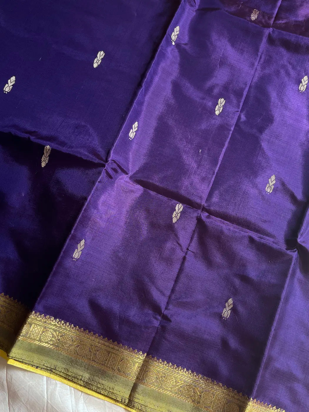 Vegan Silks | Chinnalampattu Saree – Purple & Yellow