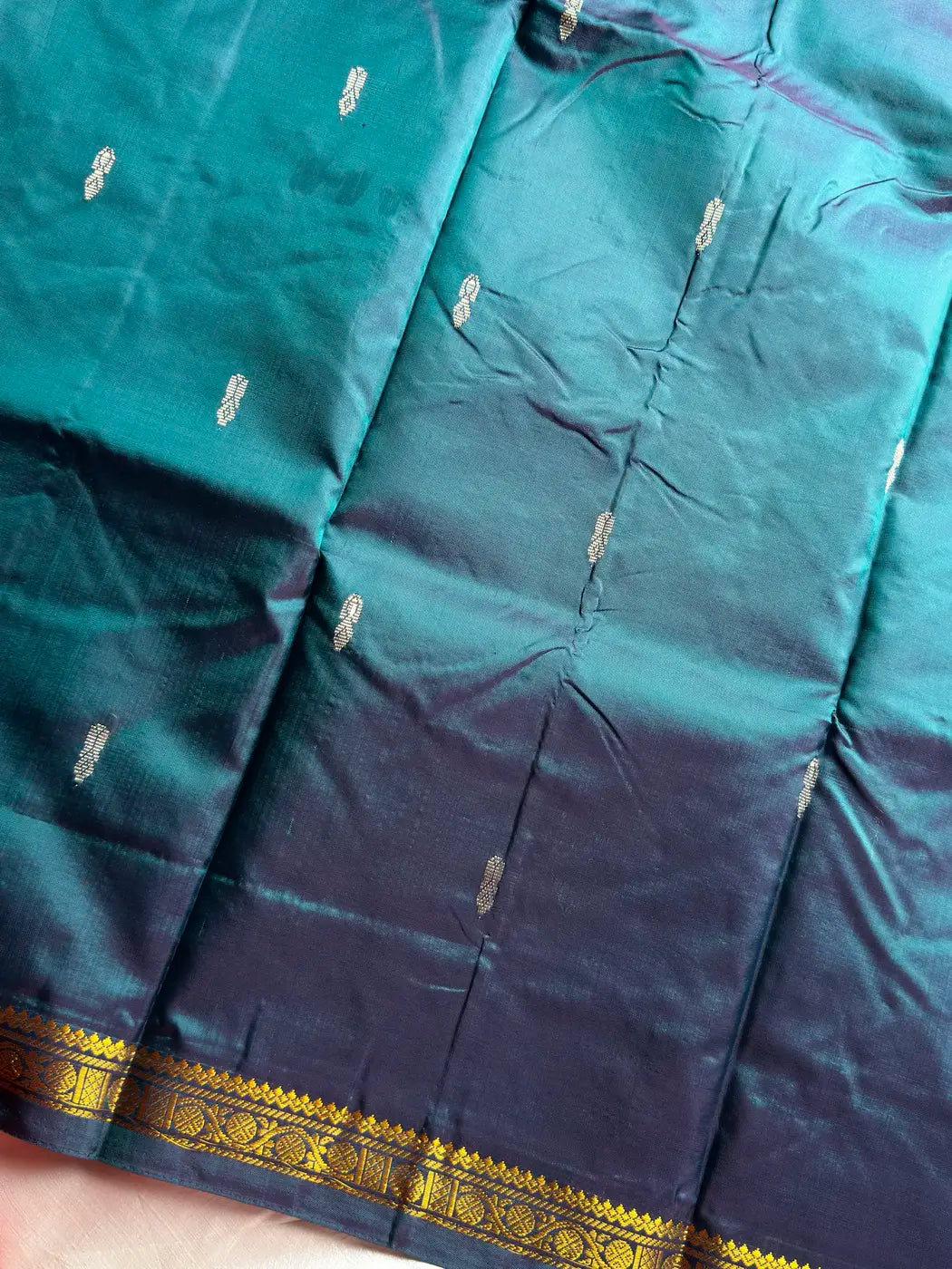 Vegan Silks | Chinnalampattu Saree – Peacock Green