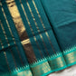 Peacock Tone Chettinadu Cotton Saree with Vibrant Blue Zari Border – House of Thansha