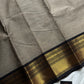 Grey Chettinadu Cotton Saree with Black Zari Border – House of Thansha