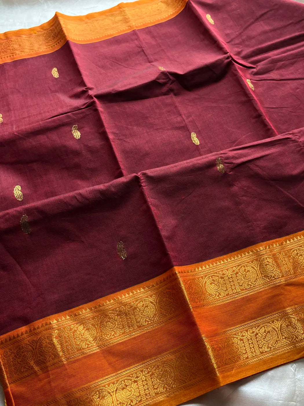 Vintage Loom Edit | Maroon Kanchi Cotton Saree