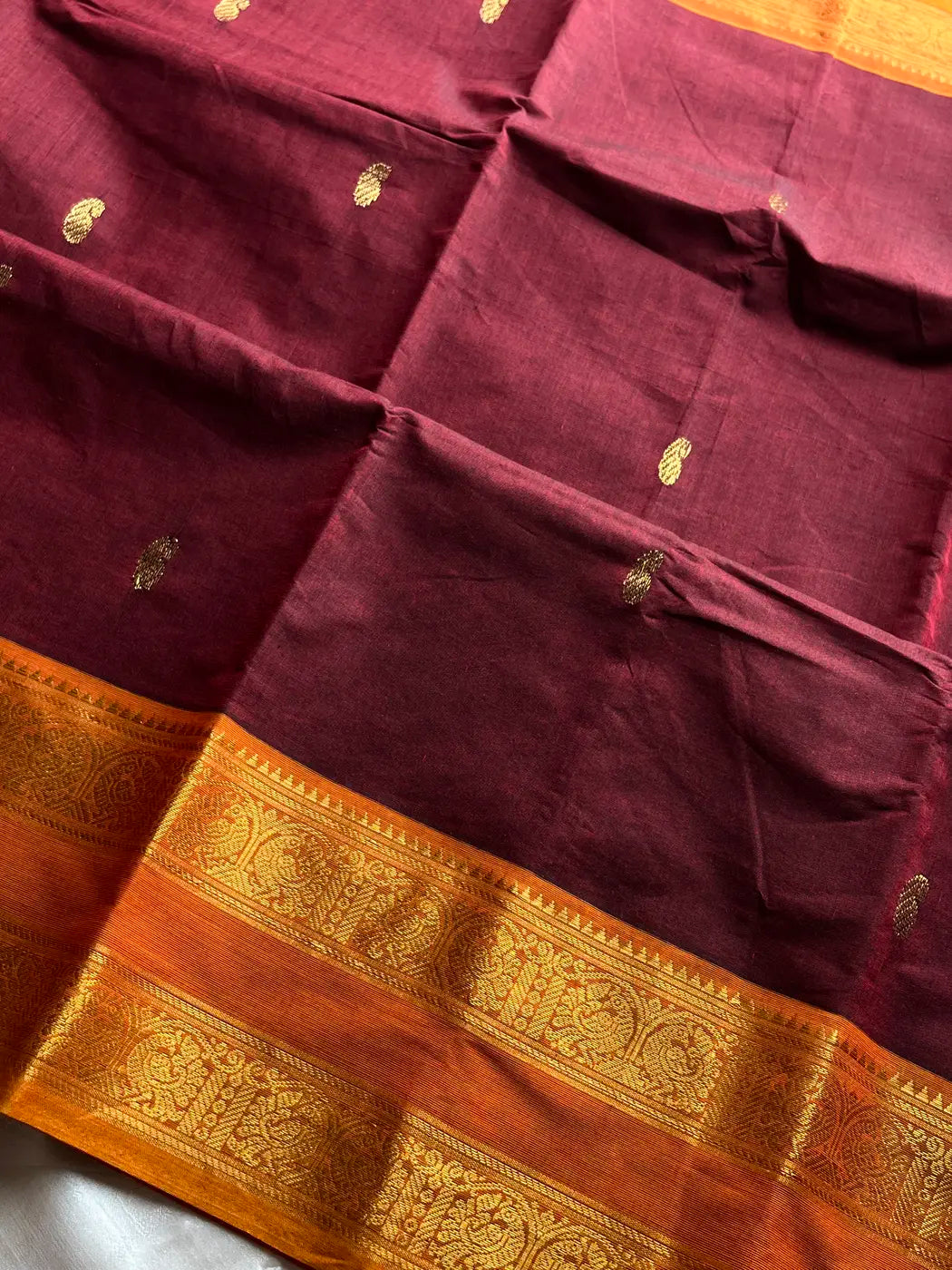 Vintage Loom Edit | Maroon Kanchi Cotton Saree