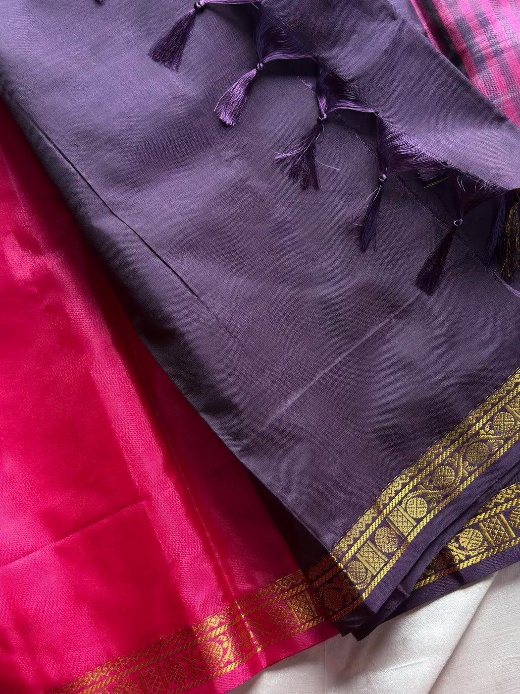 Vegan Silks | Chinnalampattu Saree – Rani Pink