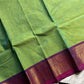Green Chettinadu Cotton Saree with Purple Zari Border – House of Thansha