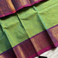 Green Chettinadu Cotton Saree with Purple Zari Border – House of Thansha