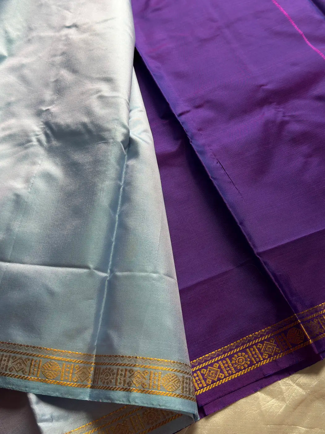 Vegan Silks | Chinnalampattu Saree – Ice Blue