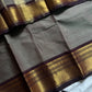 Grey Chettinadu Cotton Saree with Coffee Brown Zari Border – House of Thansha