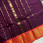 Dark Purple Chettinadu Cotton Saree with Orange Zari Border – House of Thansha