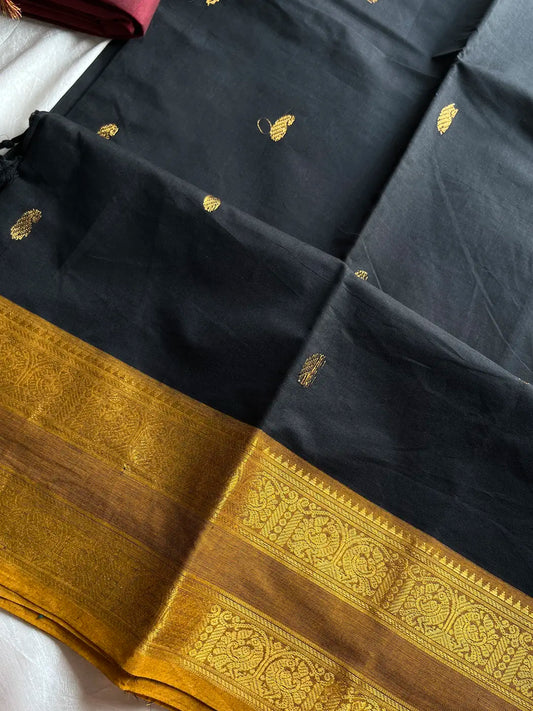 Vintage Loom Edit | Black Kanchi Cotton Saree