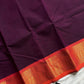 Dark Purple Chettinadu Cotton Saree with Orange Zari Border – House of Thansha